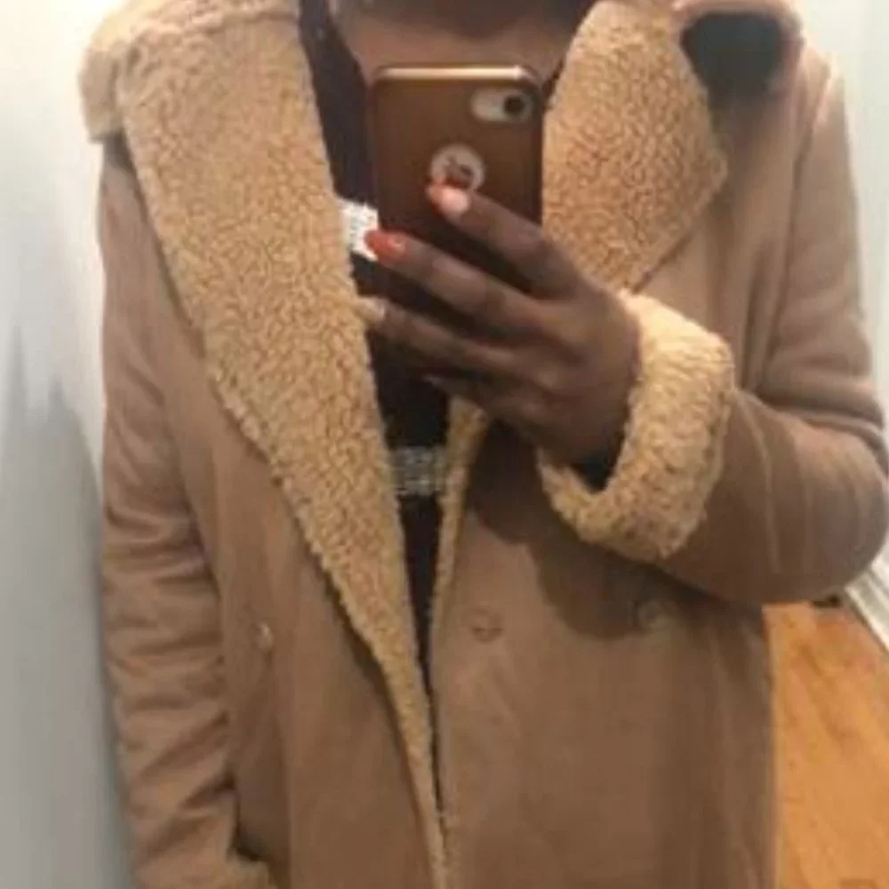 Lapel Collar Button Front Suede Coat - Picture 8 of 8